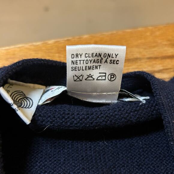 Vtg JH Collectibles Navy Wool Cardigan Sz Large Embroidered Flowers Gold Buttons - Picture 5 of 6